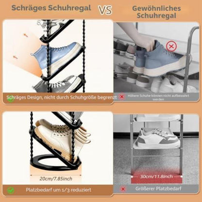 Platzsparend Schuhregal 5 Ebenen schräg – 2er Set Schwarz