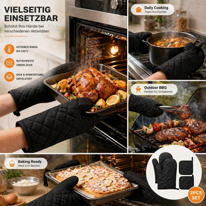 Ofenhandschuhe Set mit Topflappen – Hitzebeständig & Rutschfest
