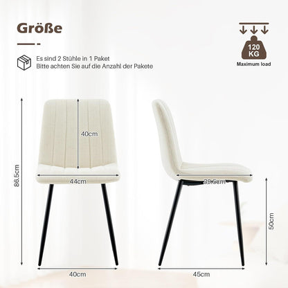 Ergonomische Esszimmerstühle (2er Set, Creme)