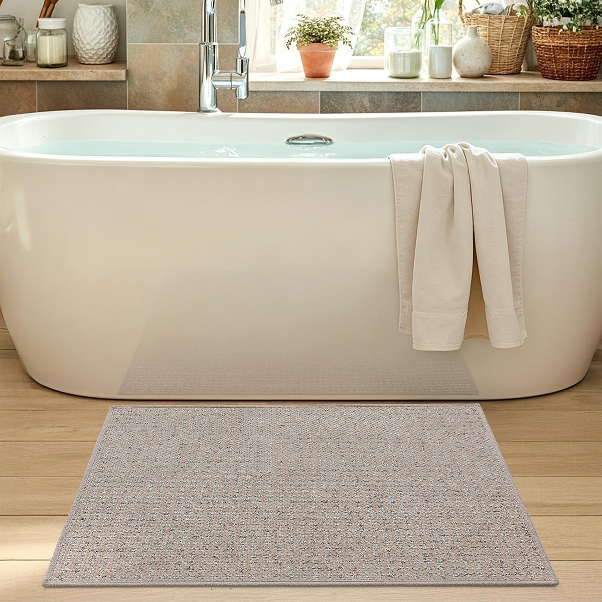 Rutschfeste Badematte 60x90 cm – Saugfähig & Schnelltrocknend Beige
