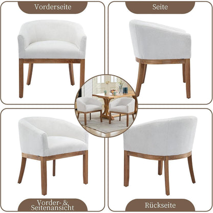 Mid Century Esszimmerstühle 2er Set mit Armlehnen, Beige