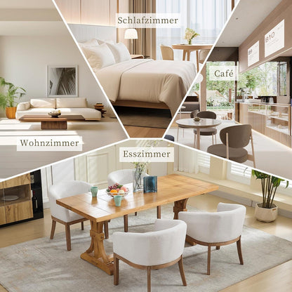 Mid Century Esszimmerstühle 2er Set mit Armlehnen, Beige