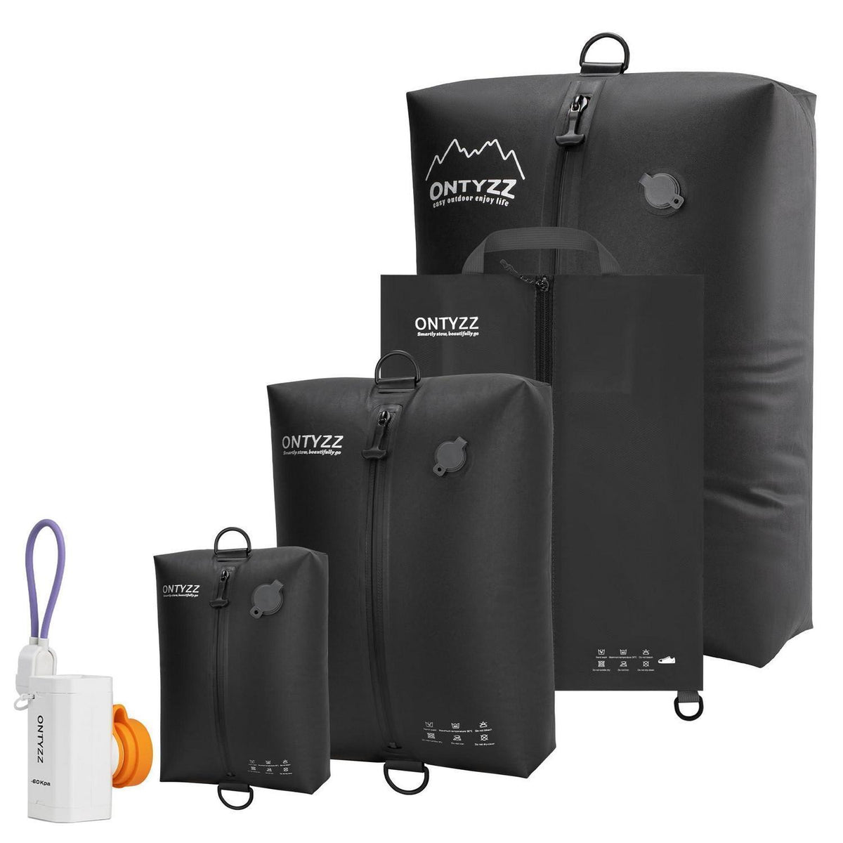 Koffer Organizer Set 4er Packwürfel & Vakuumbeutel Schwarz