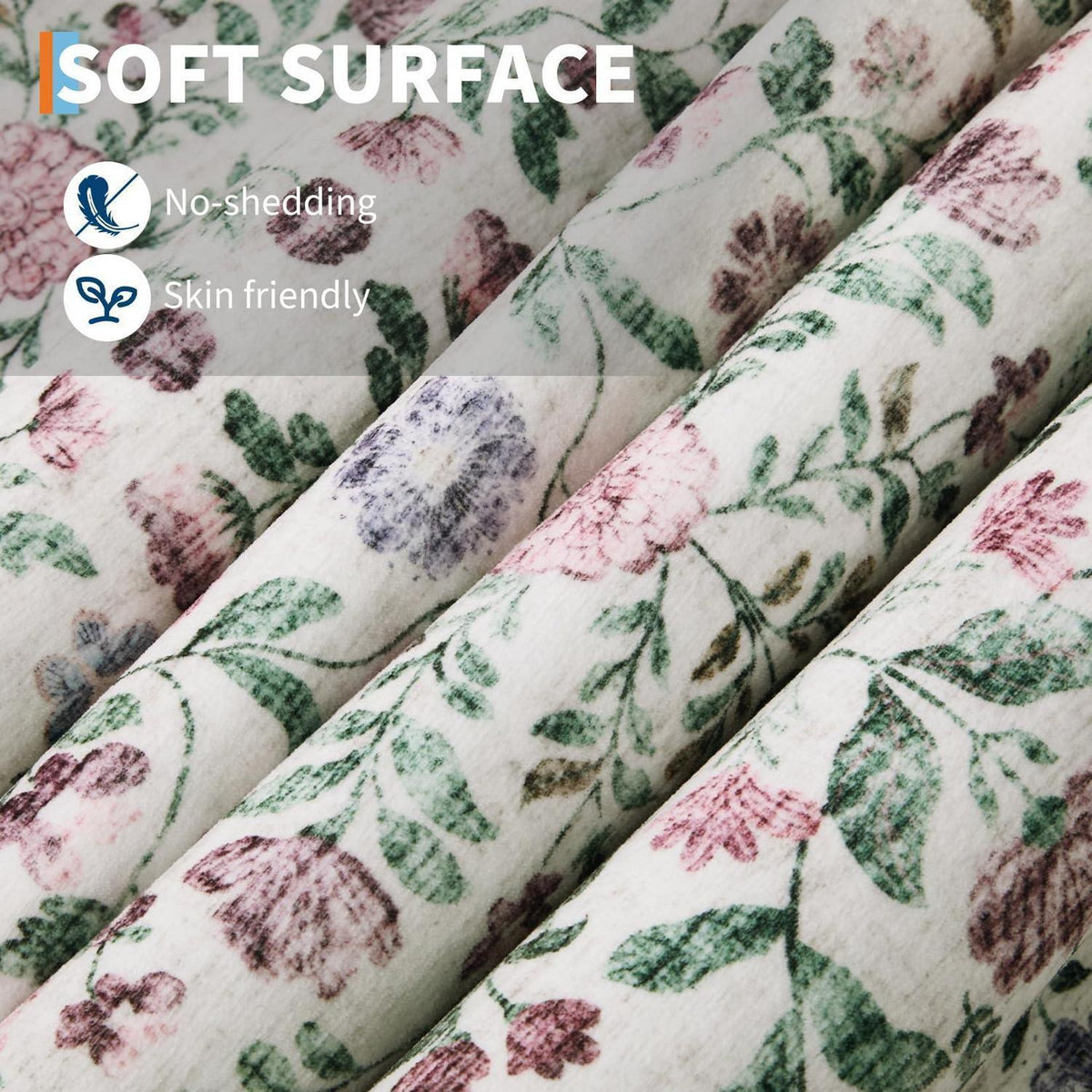 Waschbarer Teppich Floral Violett 120x170cm Rutschfest Niederflor