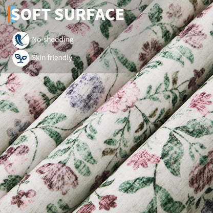 Waschbarer Teppich Floral Violett 120x170cm Rutschfest Niederflor
