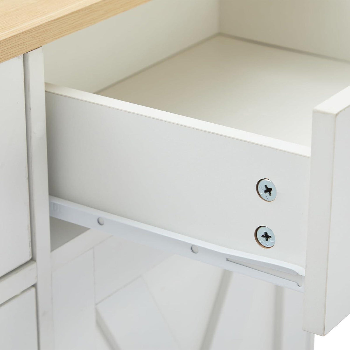 Modernes weißes Sideboard mit Holztischplatte | Multifunktionsschrank