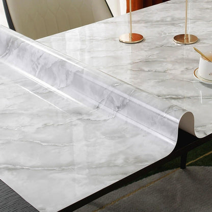 PVC Tischdecke wasserdicht Weiß Jade Marmor 80x200 cm