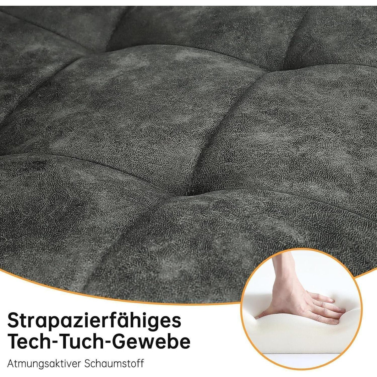 LEWE Esszimmerstühle 4er Set, Dunkelgrau in Lederoptik