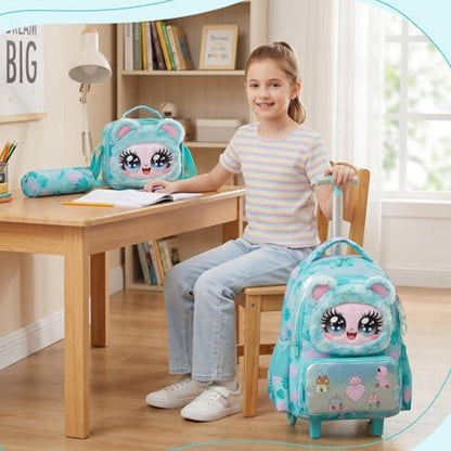Schulrucksack Trolley Mädchen B-Grün – Ergonomischer Schulranzen mit Rollen