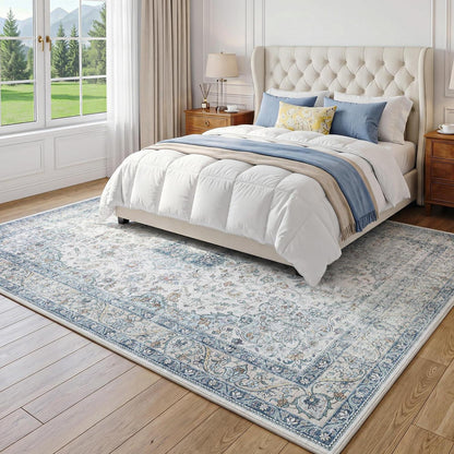 Waschbarer Vintage Teppich Blau 160x230 cm