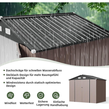 Großes Metallgerätehaus 235x171 cm – Wetterfest & Abschließbar