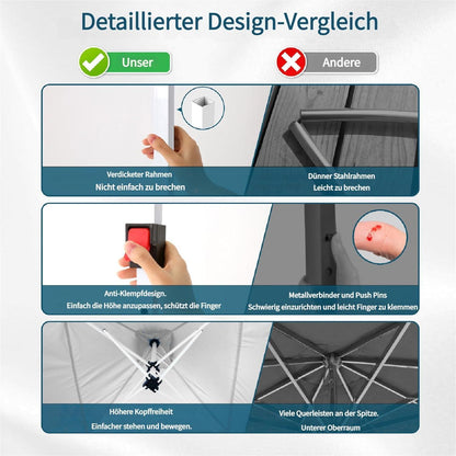 Faltpavillon 3x6m wasserdicht mit 6 Seitenwänden – Grau