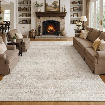Waschbarer Vintage Teppich Beige 200x300 cm