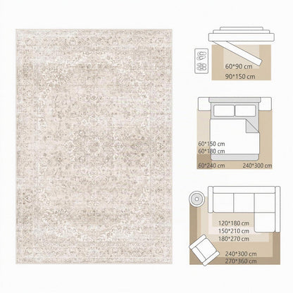 Waschbarer Vintage Teppich Beige 200x300 cm