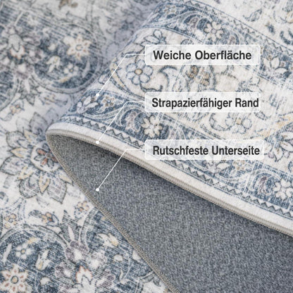 Waschbarer Vintage Teppich Blau 200x300 cm