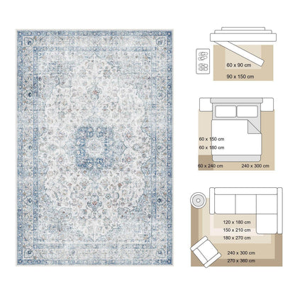 Waschbarer Vintage Teppich Blau 200x300 cm