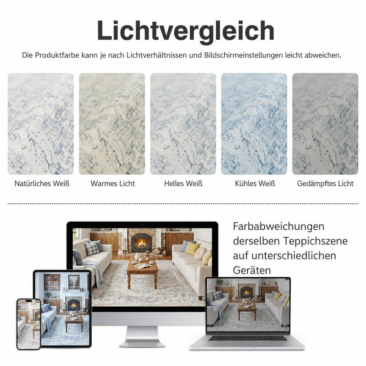 Waschbarer Vintage Teppich Blau 160x230 cm