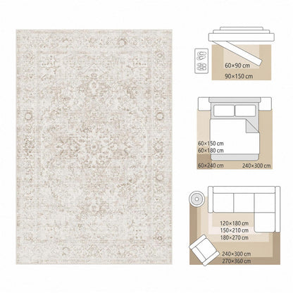 Waschbarer Vintage Teppich Beige 160x230 cm