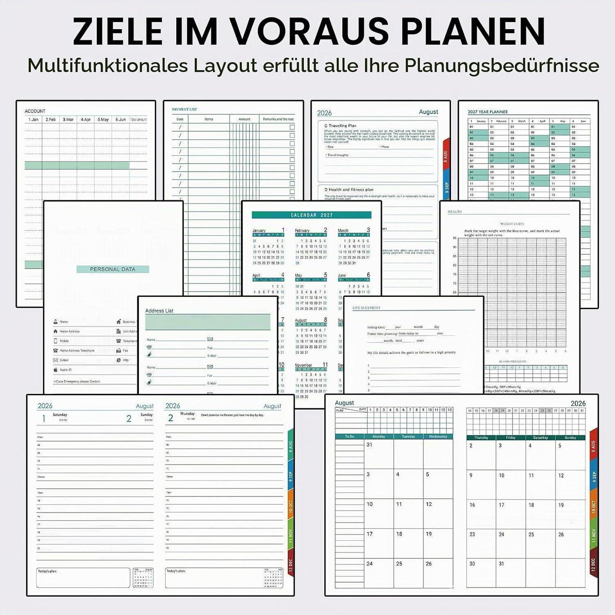 Akademischer Terminplaner 2026-2027 A5 Tag pro Seite Lila