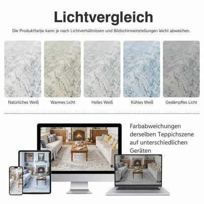 Blauer Vintage Teppich Läufer 60x180 cm Waschbar