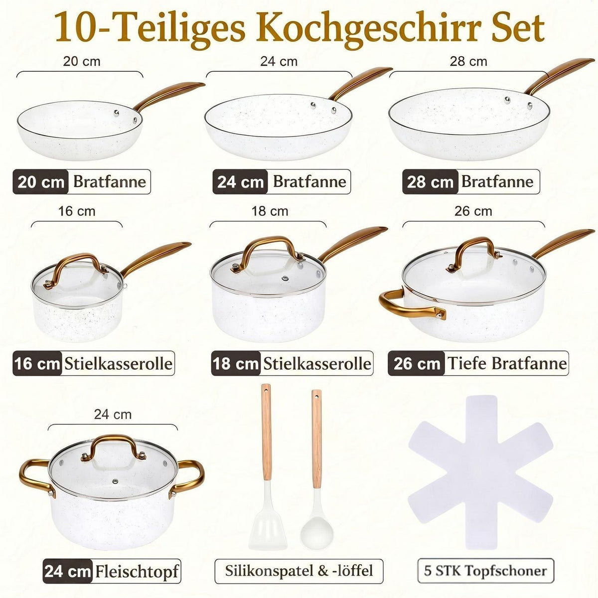 18-teiliges Antihaft-Kochgeschirr-Set aus Titan-Keramik