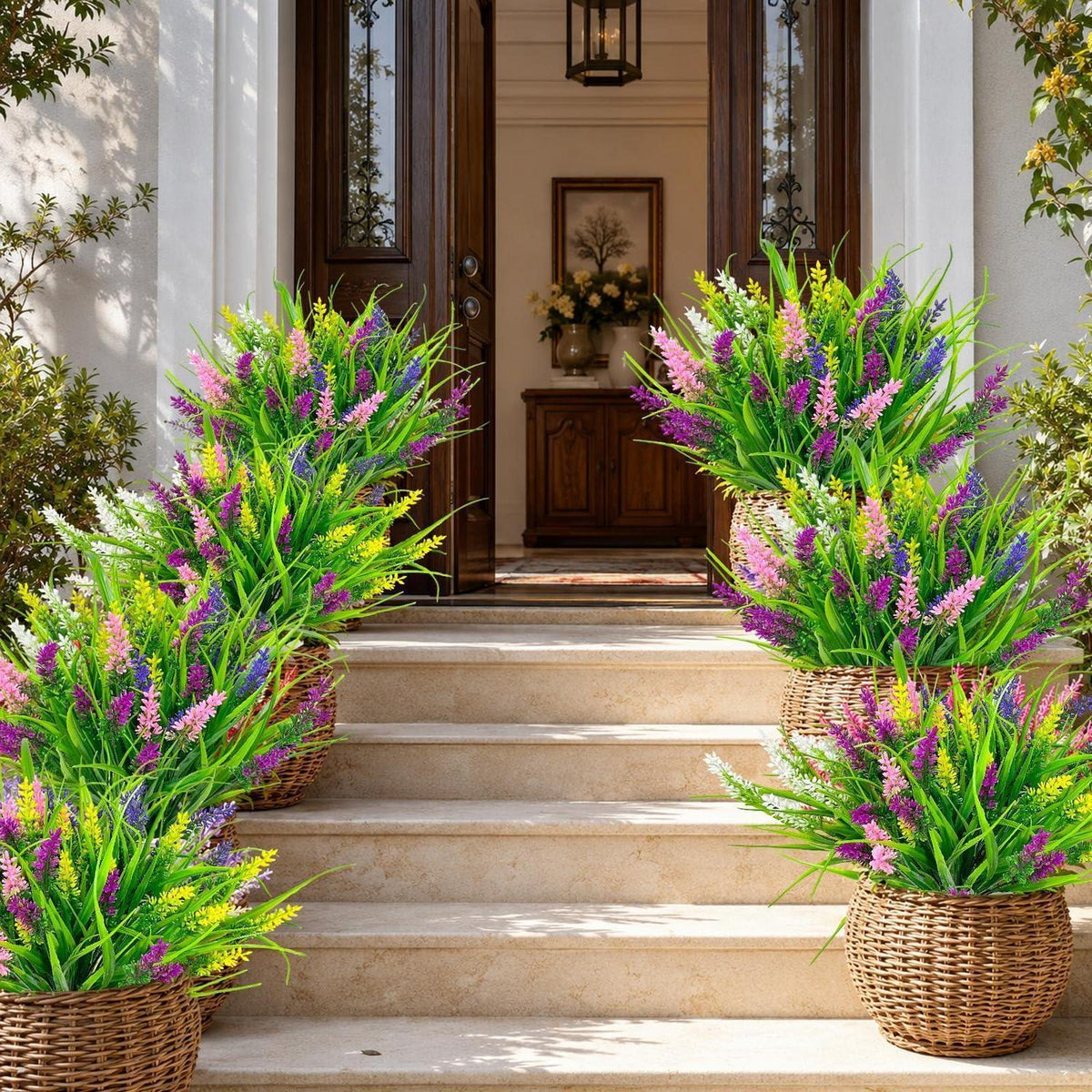 8x Kunstlavendel – Pflegeleichte Balkonblumen für drinnen & draußen