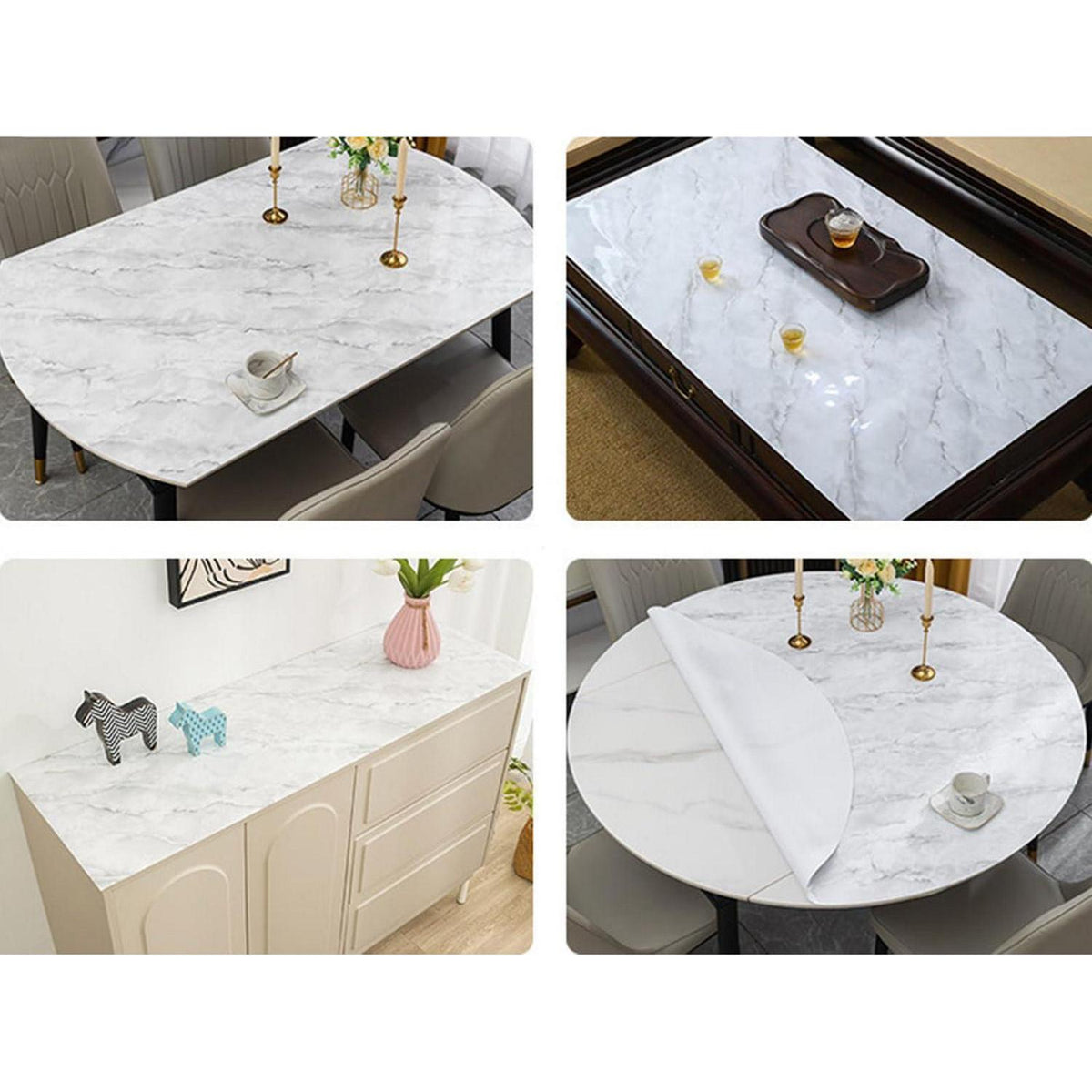 PVC Tischdecke Weiß Marmor 90x200cm - Wasserdicht & Robust