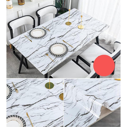 PVC Tischdecke Weiß Marmor 80x200cm - Wasserdicht & Robust