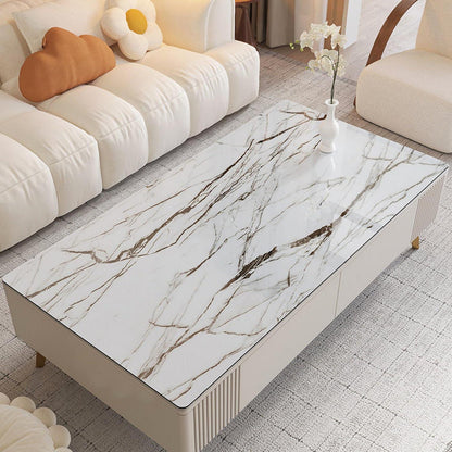 PVC Tischdecke Weiß Marmor 80x200cm - Wasserdicht & Robust