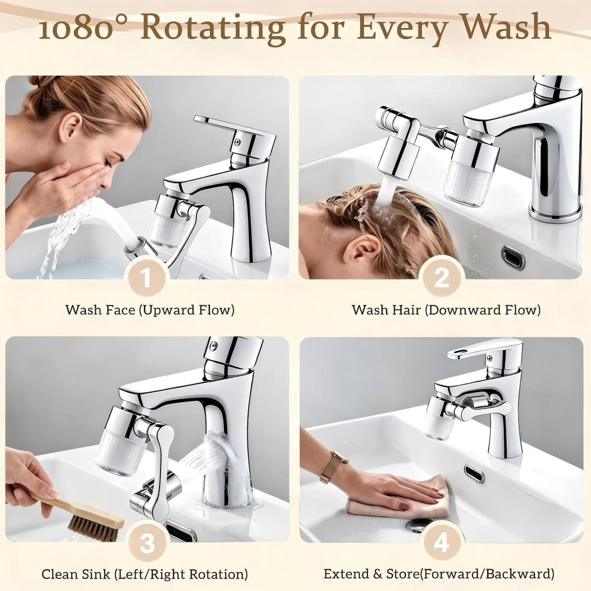 Wasserfilter Wasserhahn 1080° Drehbar mit 5 Filterkartuschen