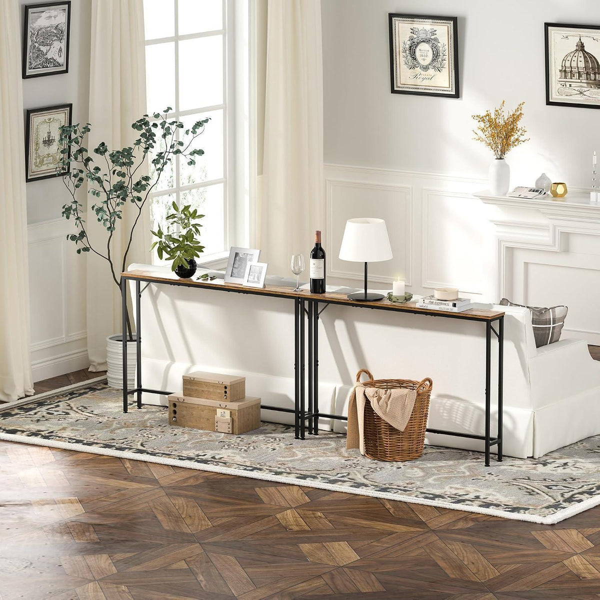 120cm Konsolentisch Rustik Braun – Schlanker Couchtisch für Flur & Wohnzimmer