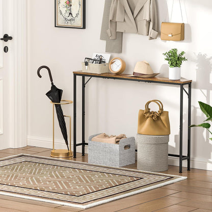 120cm Konsolentisch Rustik Braun – Schlanker Couchtisch für Flur & Wohnzimmer