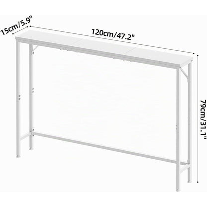 120cm Konsolentisch – Schlanker Couchtisch für Flur & Wohnzimmer (Weiß)