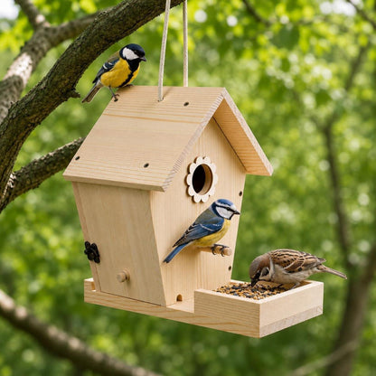Vogelhaus Bausatz Holz zum Bemalen – Nistkasten & Futterstation