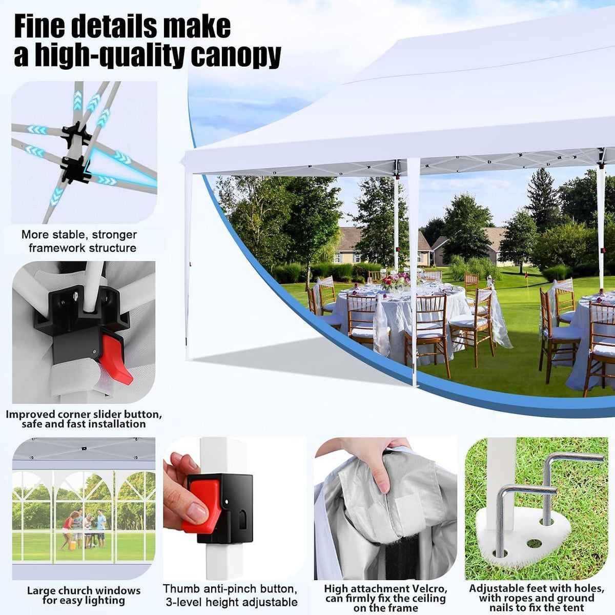 3x6m Faltpavillon mit 6 Seitenteilen – Wasserdicht & Stabil