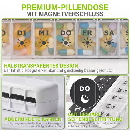 Tablettenbox 7 Tage Magnetverschluss – Kompakt & Faltbar