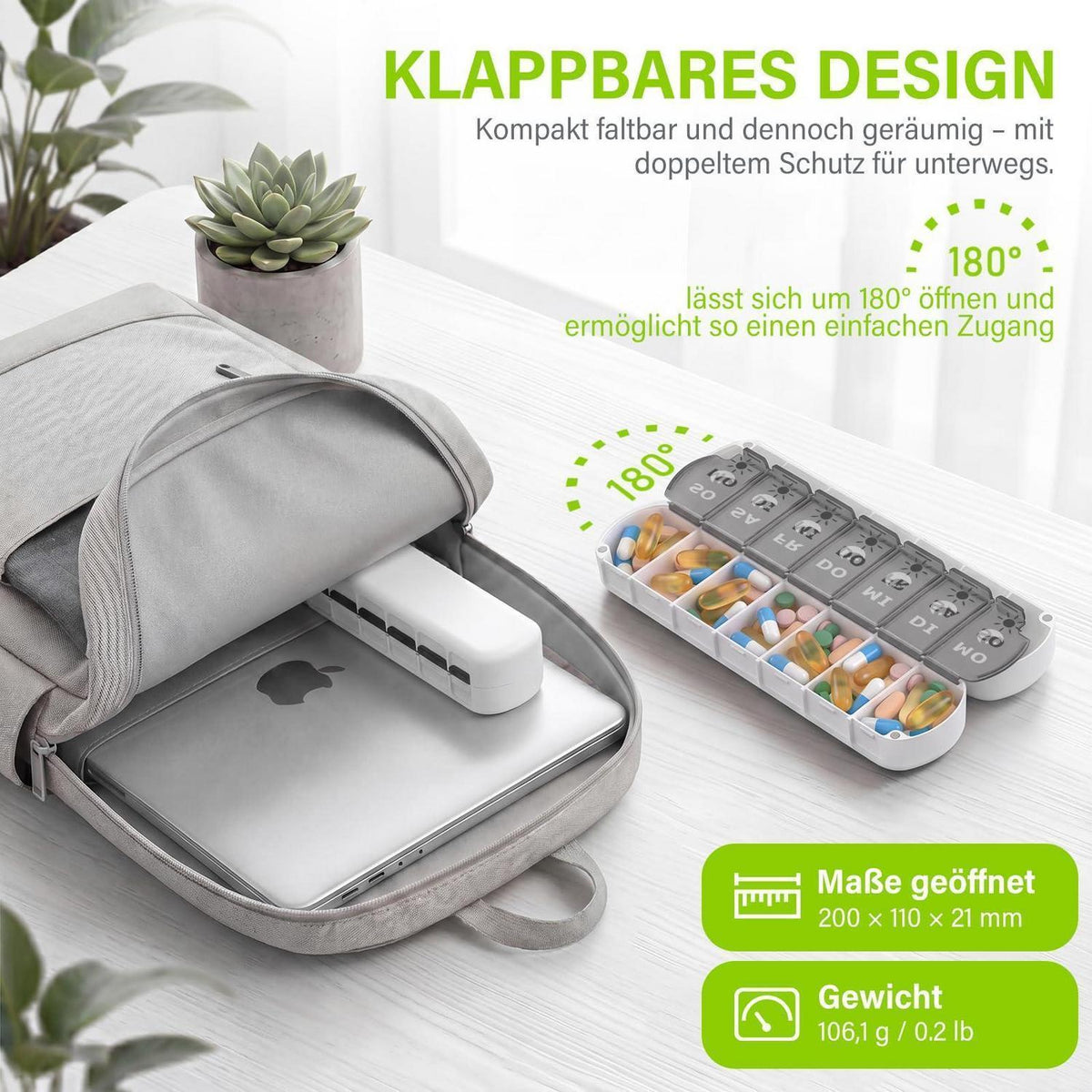 Tablettenbox 7 Tage Magnetverschluss – Kompakt & Faltbar