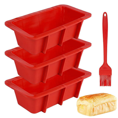 3er Set Silikon Brotbackform rechteckig 16cm