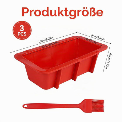 3er Set Silikon Brotbackform rechteckig 16cm