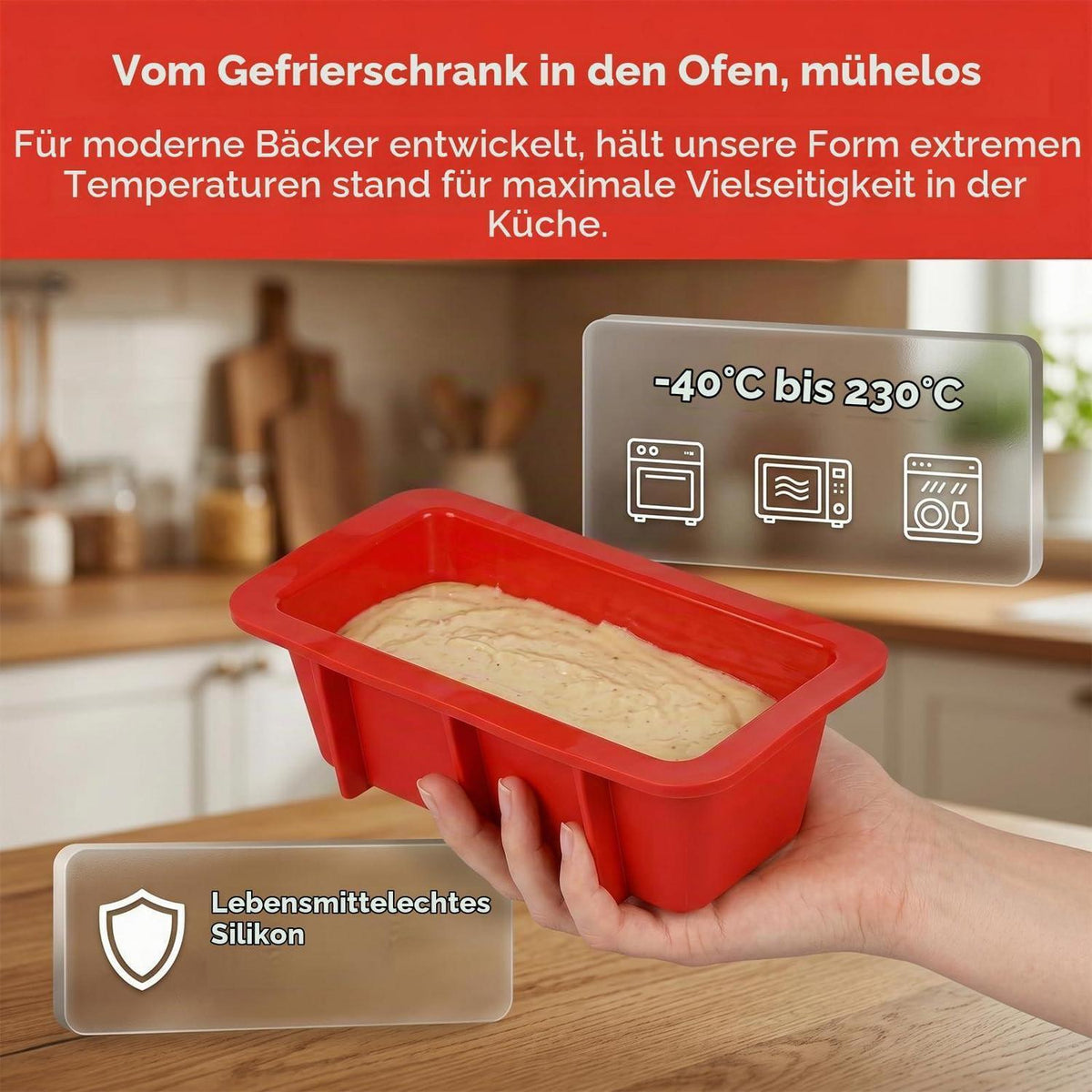 3er Set Silikon Brotbackform rechteckig 16cm