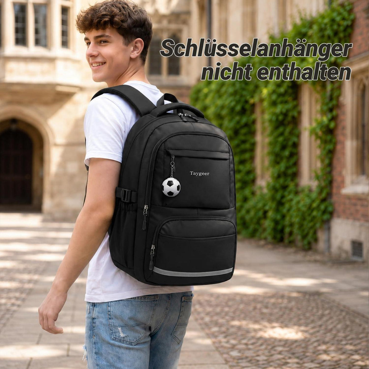 Schulrucksack Teenager Schwarz 15.6" Laptopfach & Wasserabweisend