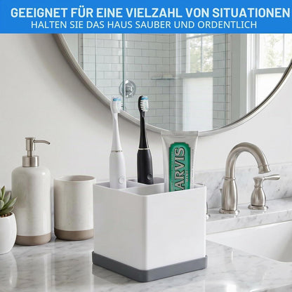 Silikon Zahnbürstenhalter 3-fach Grau Weiß Badezimmer Organizer