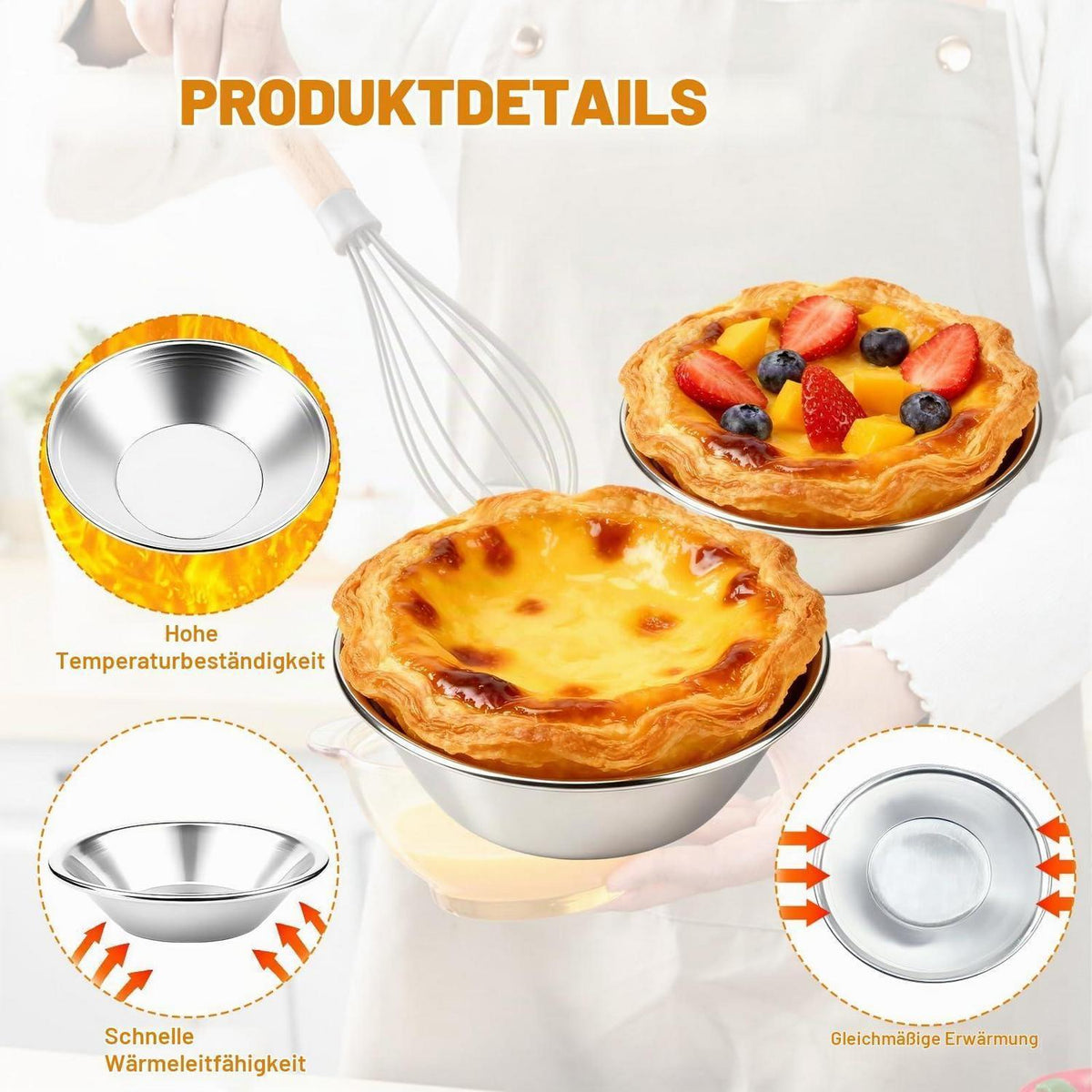 20x Eierkuchen Form aus Aluminium mit Silikonpinsel