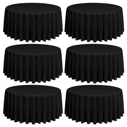 6x Runde Tischdecke Schwarz, 305 cm – Waschbar & Wiederverwendbar