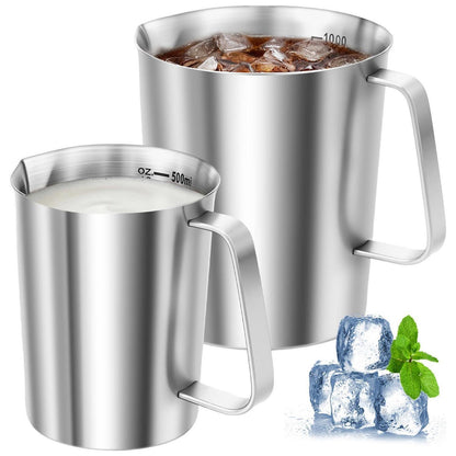 2er Messbecher Edelstahl 1L & 500ml mit V-Ausguss