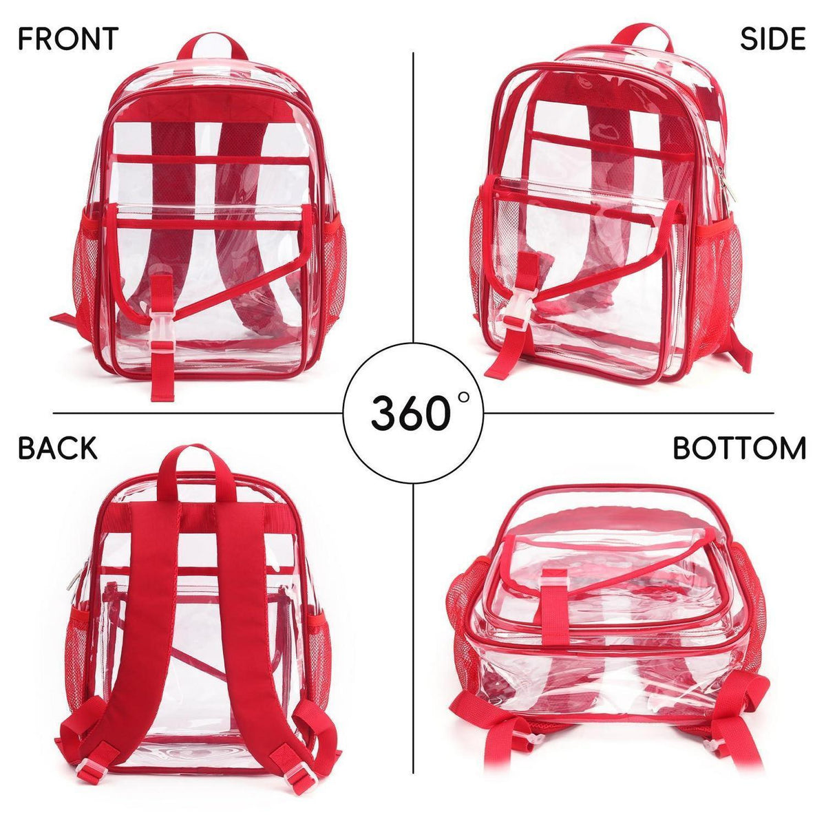 Transparenter Damen Rucksack | Wasserdicht & Geräumig | Rot
