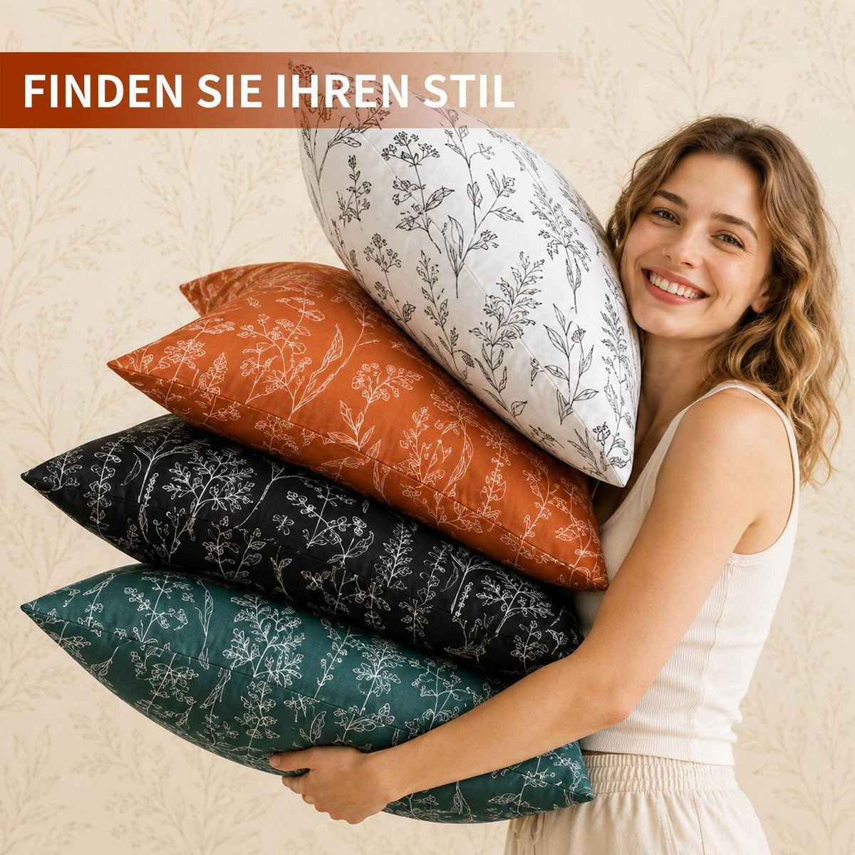 Blumen Bettwäsche Set 135x200 cm, Grün Botanisch Mikrofaser