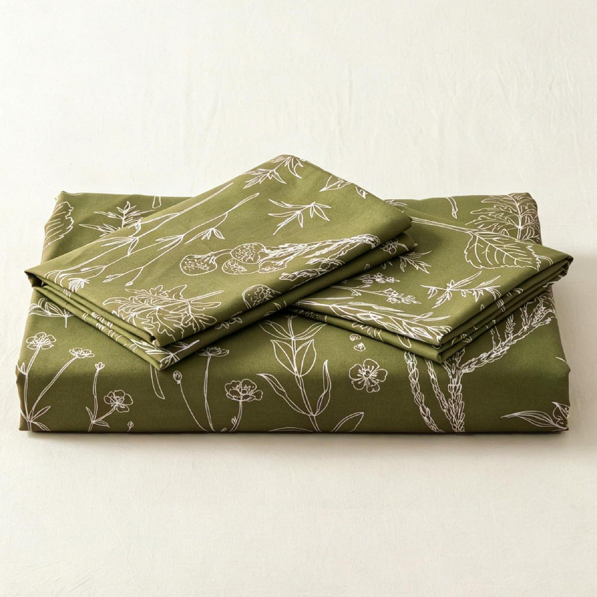 Blumen Bettwäsche Set 135x200 cm, Grün Botanisch Mikrofaser