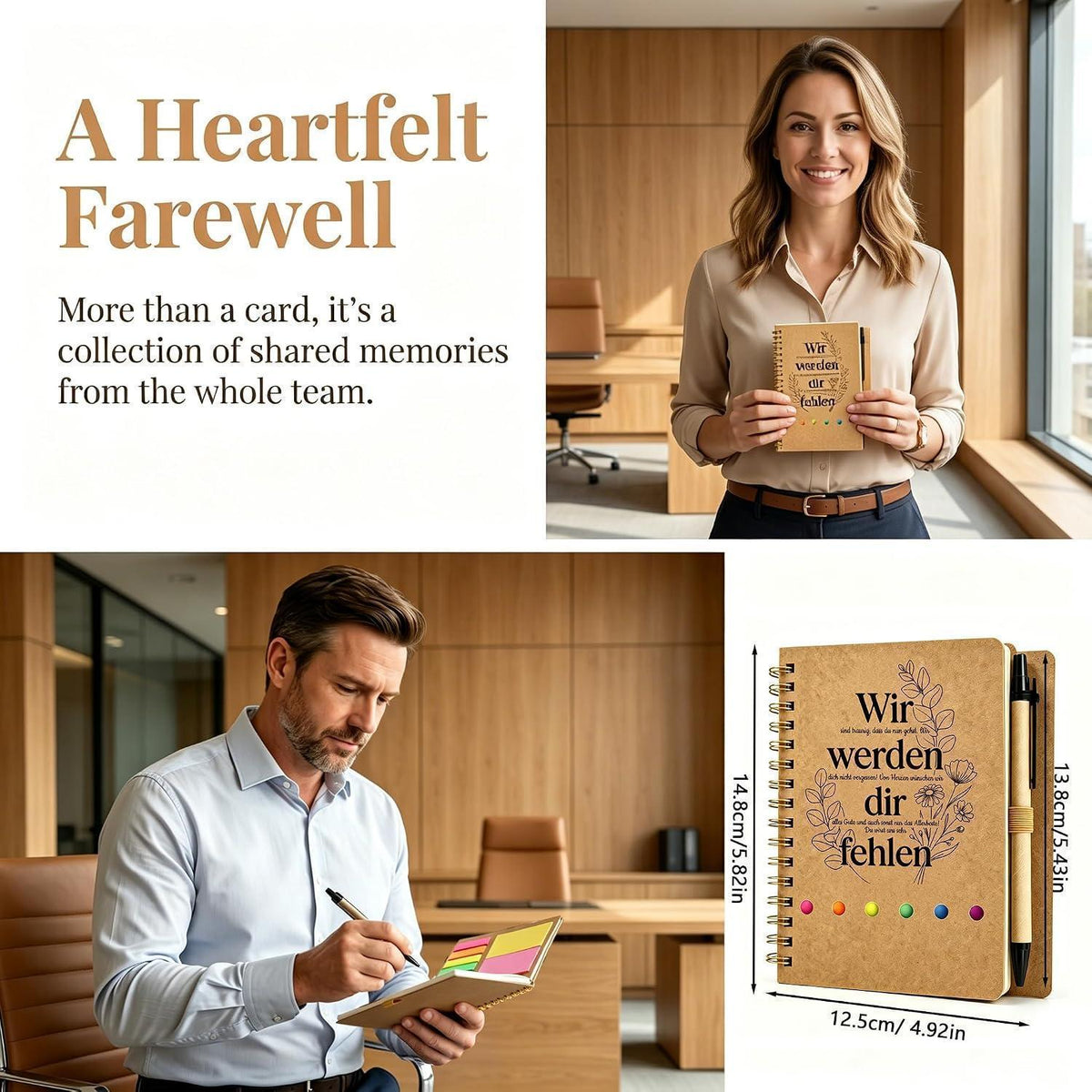 Abschiedsgeschenk Notizbuch "Wir werden dir fehlen" mit Stift