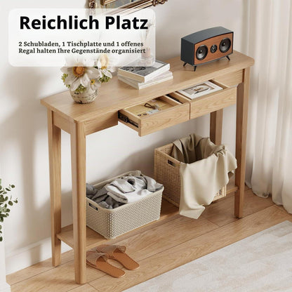 Konsolentisch Holz mit Schubladen – Schmaler Sofatisch für Flur & Wohnzimmer